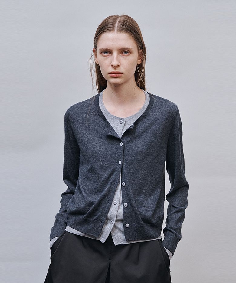 COLOR-BLOCK CARDIGAN_Charcoal
