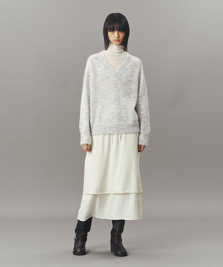 MOHAIR V-NECK SWEATER_BLUE