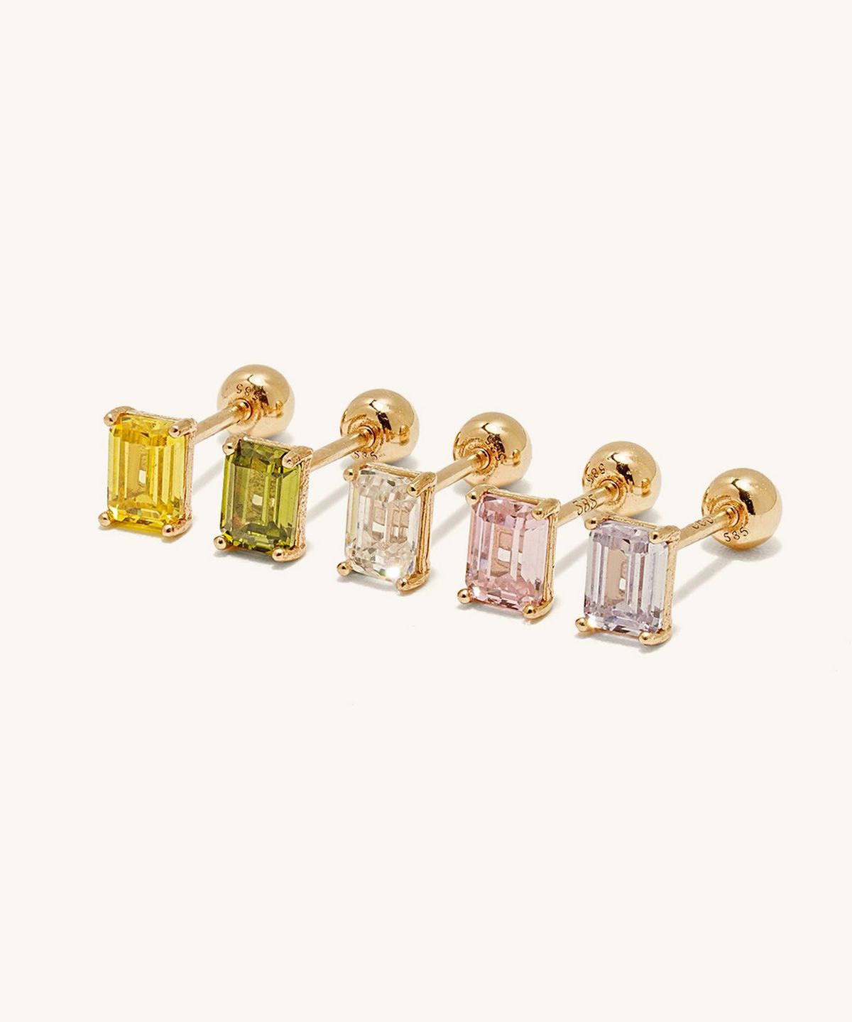 미니멀피어싱(MINIMALPIERCING) 14K 에멜컷 컬러 큐빅 피어싱 귀걸이