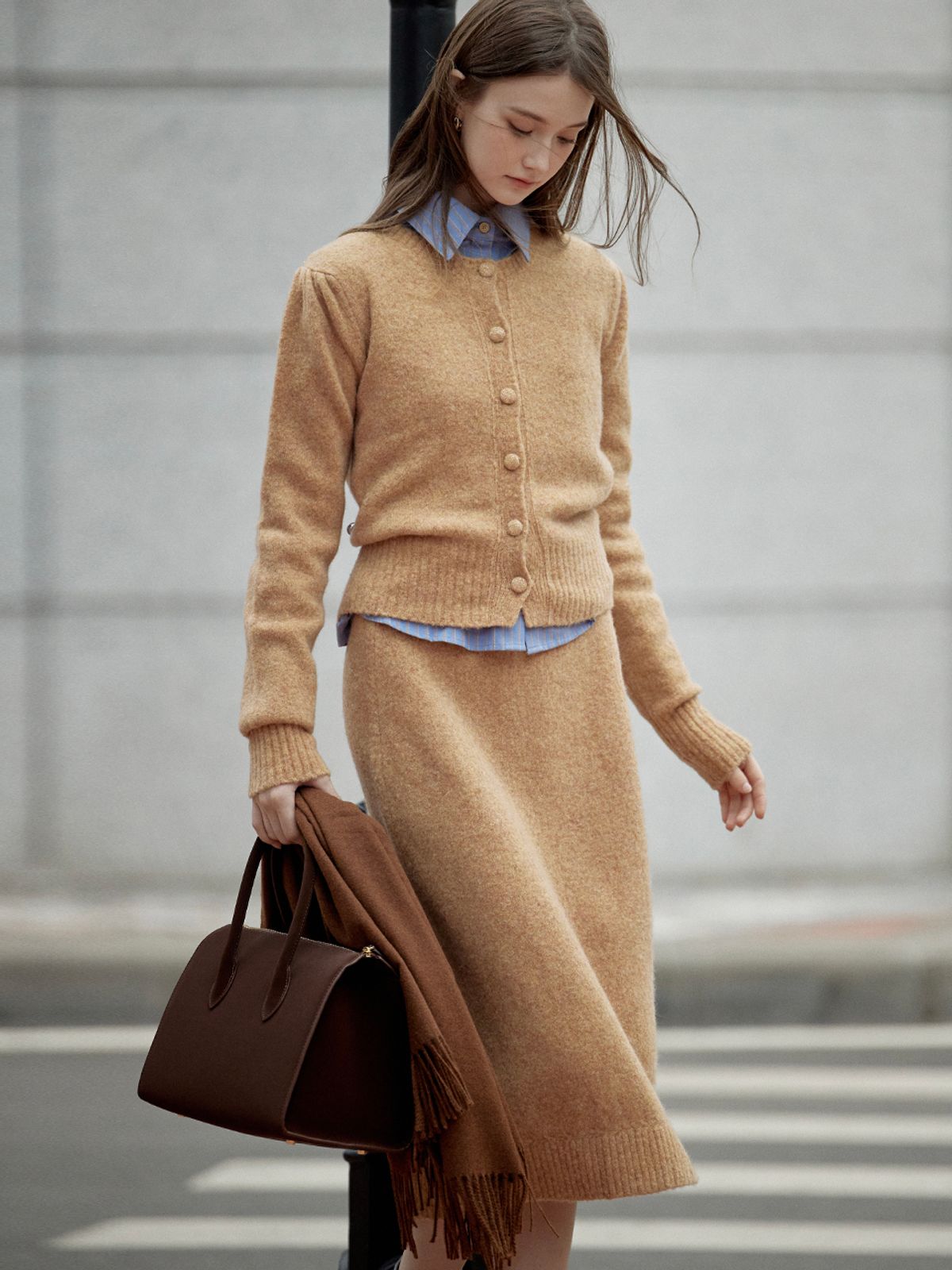 르니나(LENINA) LIRIEN woolen skirt_GOLDEN BEIGE
