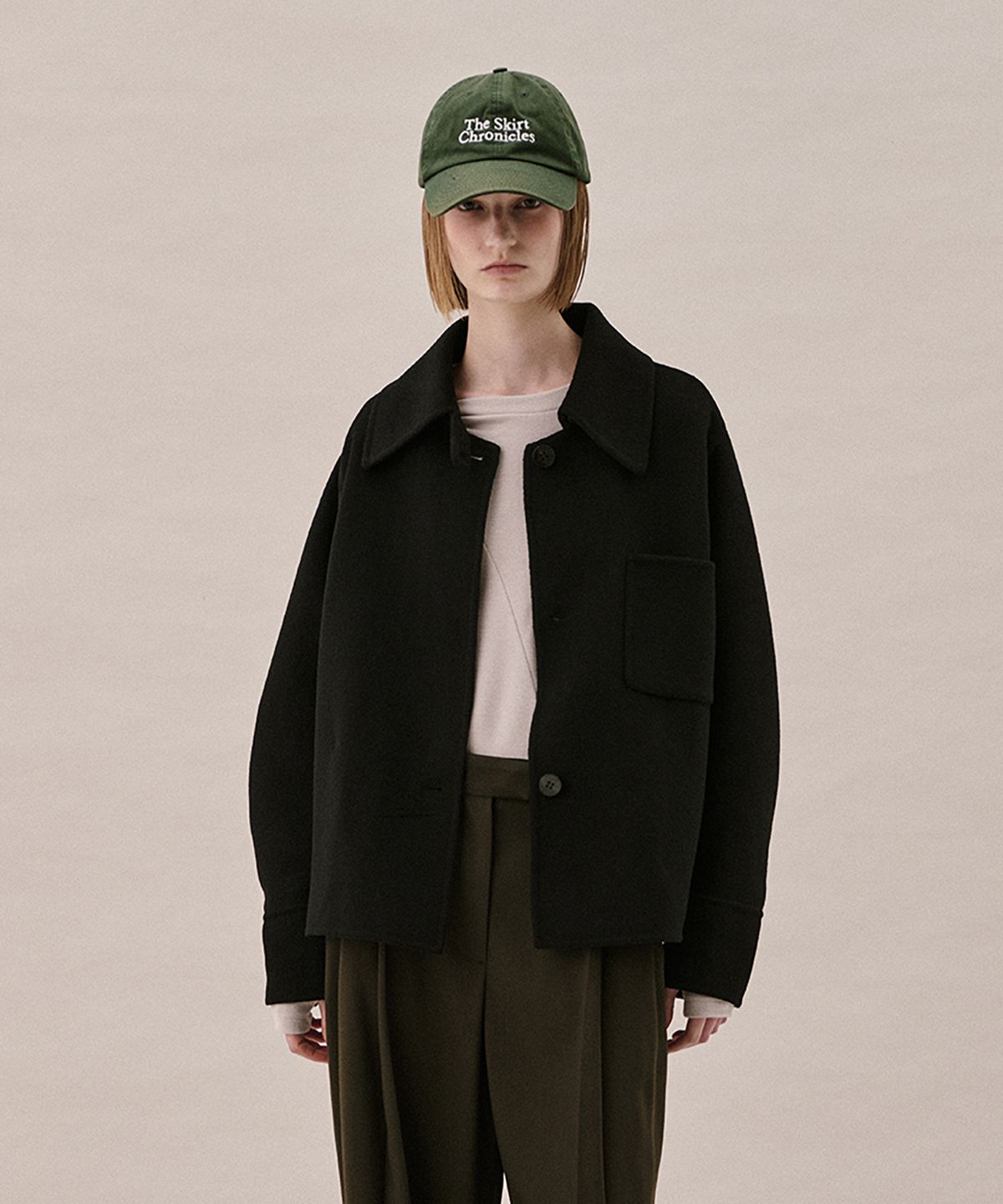 아위(AHWE) WOOL BLEND HANDMADE COAT_BLACK