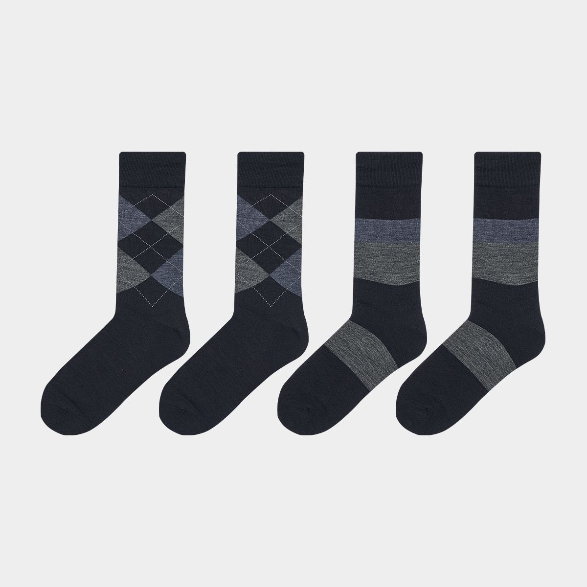 스튜디오 싹스탑(STUDIO SOCKSTOP) [4PACK] 남성 메리노울 캐주얼 패션 크루 삭스