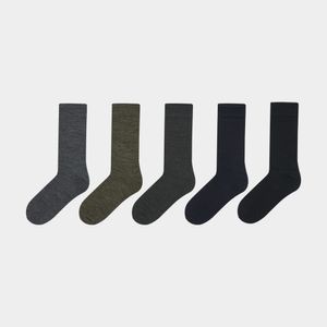 [5PACK] 남성 프리미엄 메리노울 솔리드 크루 삭스