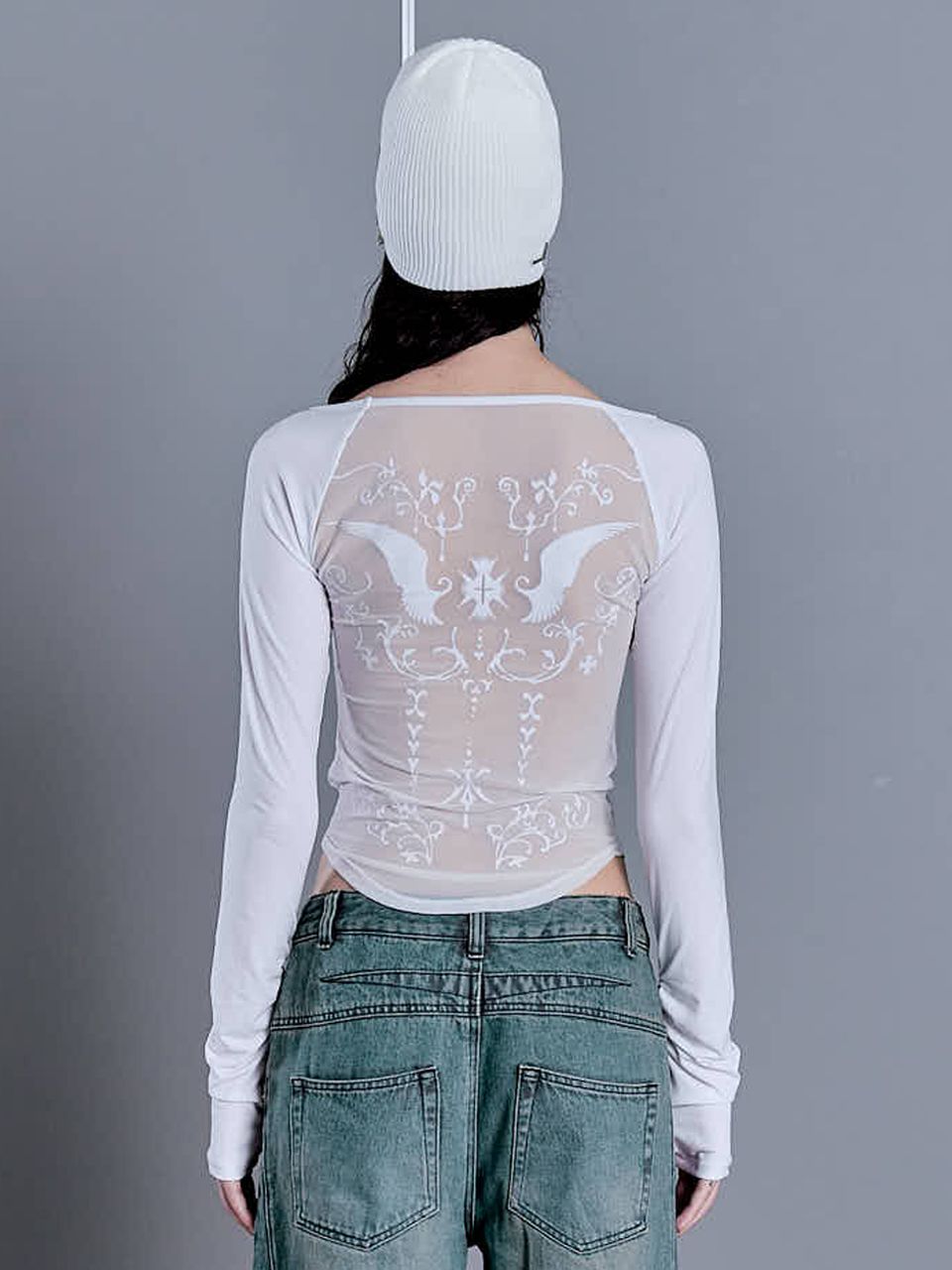 2000아카이브스(2000ARCHIVES) FAIRY BACK MESH TOP (WHITE