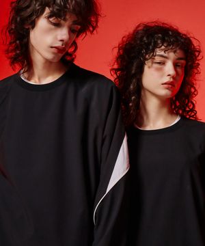 파이핑 컬러블록 웜업 피스테 롱슬리브 블랙 GA4731 BK