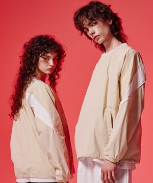 파이핑 컬러블록 웜업 피스테 롱슬리브 베이지 GA4731 BE