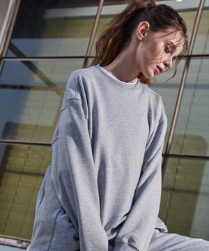 우먼스 사이드립 스트링 스웨트셔츠 멜란지그레이 GA4710 GR