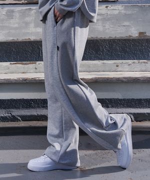 우먼스 사이드립 밴딩 와이드 스웨트팬츠 멜란지그레이 GA4752 GR