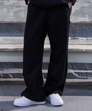 우먼스 사이드립 밴딩 와이드 스웨트팬츠 블랙 GA4752 BK