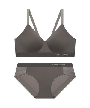 컴포트 쉘론 노와이어브라 팬티세트_딥챠콜