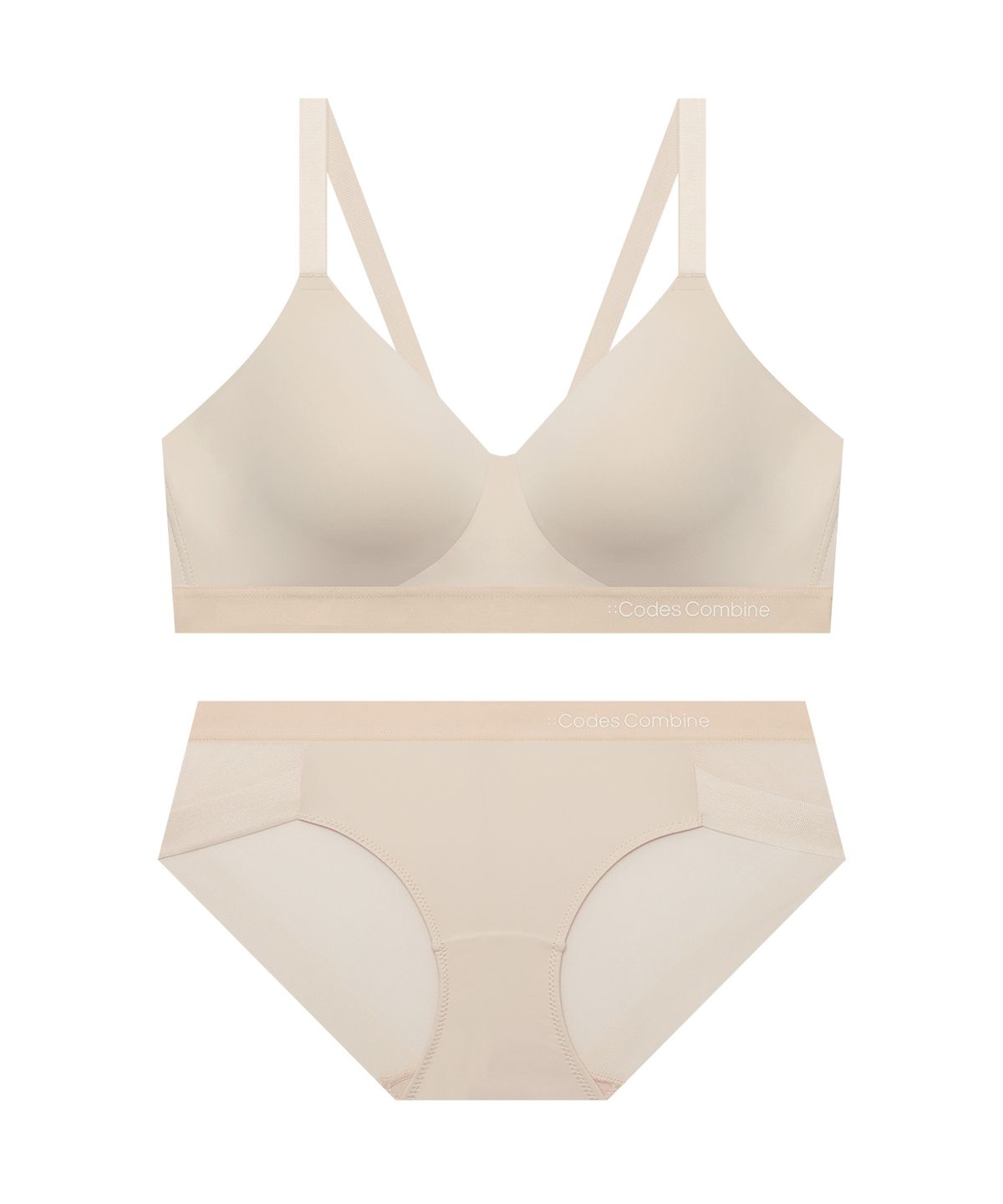 코데즈컴바인 이너웨어(CODES COMBINE INNERWEAR) 컴포트 쉘론 노와이어브라 팬티세트_미스티로즈