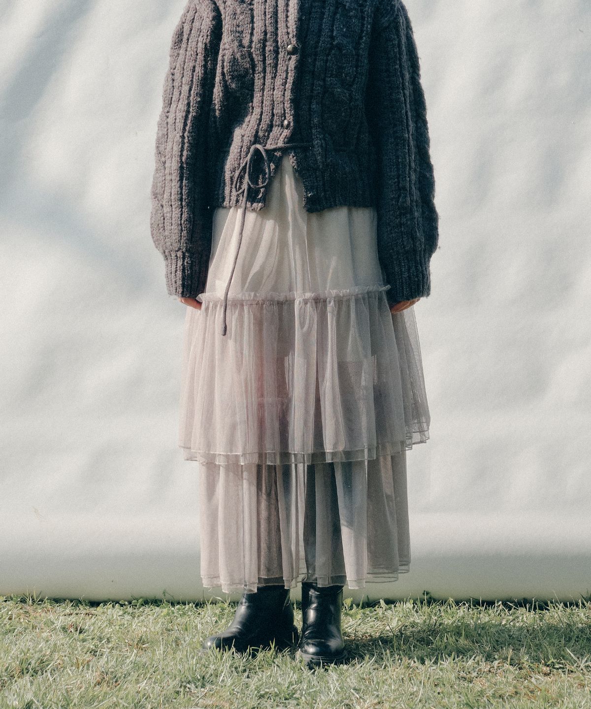 쎄미(SSEMI) SEE-THROUGH LAYERED SKIRT(GR)