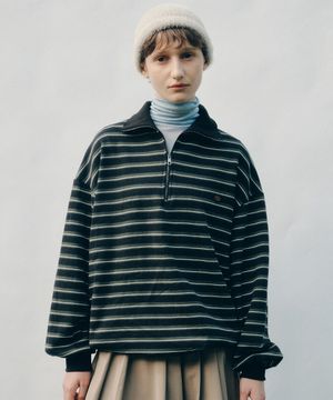 STRIPE HALF ZIP-UP ANORAK(BK)