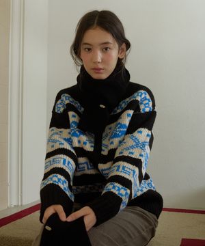 NORDIC ZIP-UP CARDIGAN(BK)