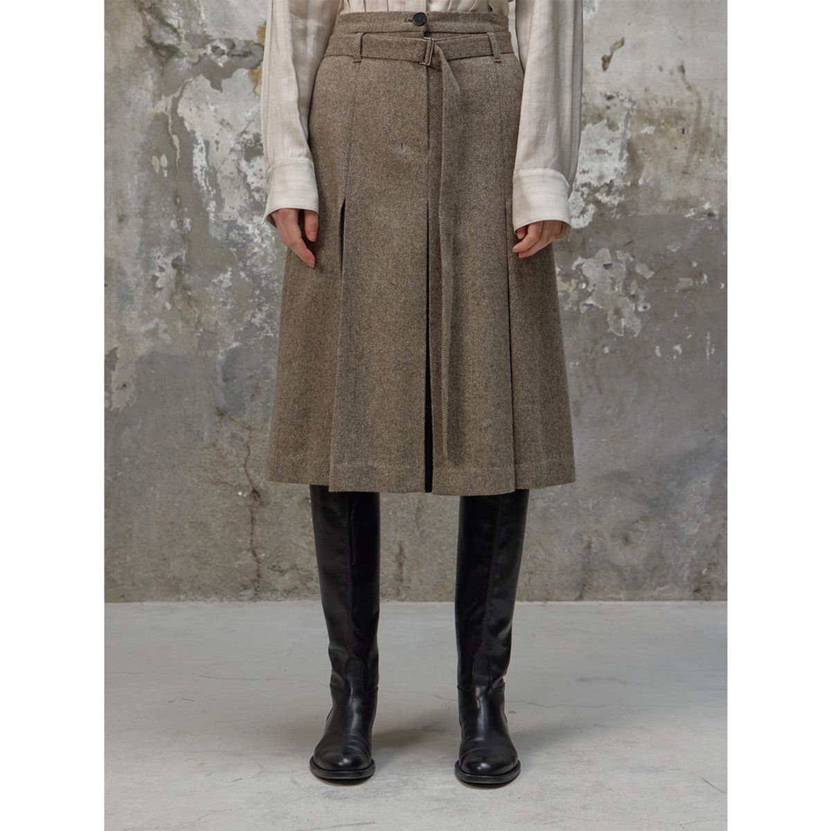 퍼블리카엑스(PUBLICKA X) ZELDA SKIRT BROWN HERRINGBONE