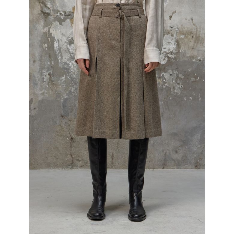 ZELDA SKIRT BROWN HERRINGBONE