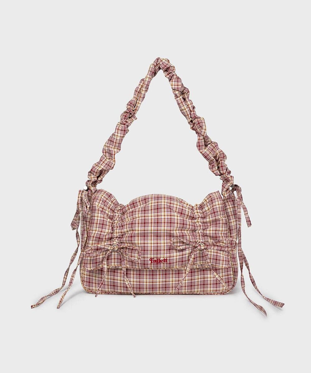 MUSINSA公式 | FALLETT Double Ribbon Shirring Bag Red