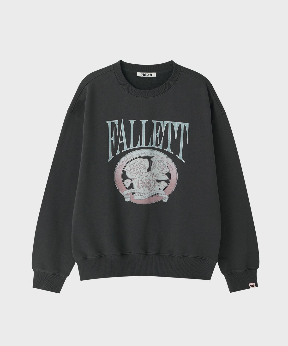 팔렛(FALLETT) 빈티지 로즈 엠블럼 맨투맨 차콜