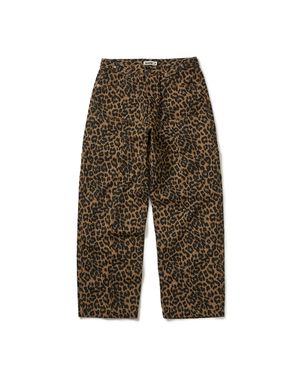 Leopard cotton twill pants / Beige
