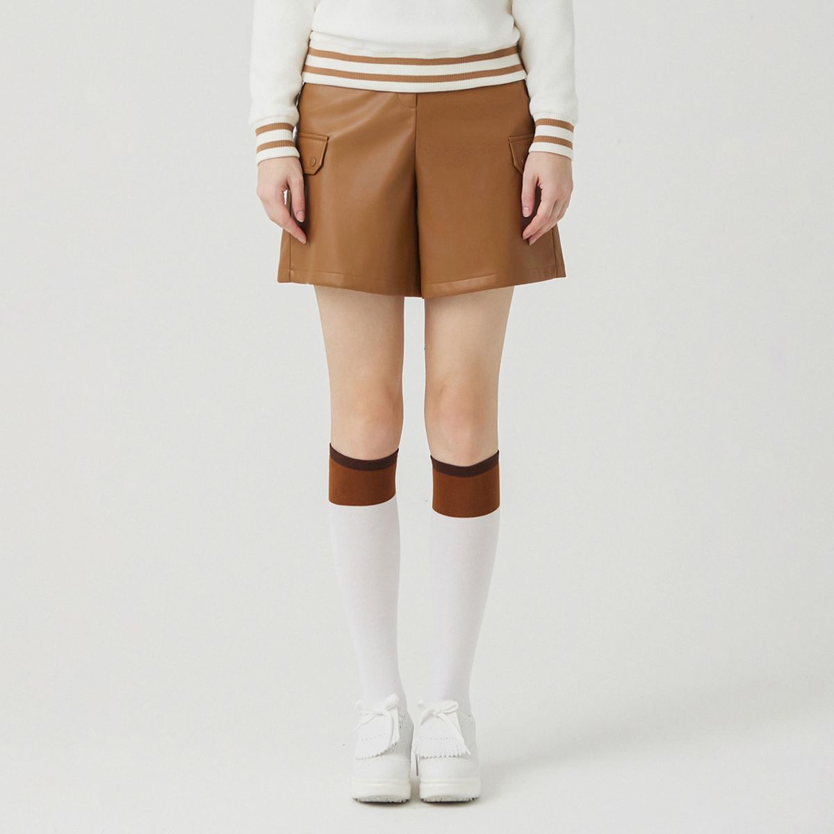 마틴골프(MARTINE GOLF) Leather Short Pants_BEIGE