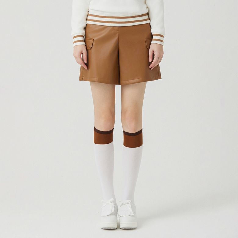 Leather Short Pants_BEIGE