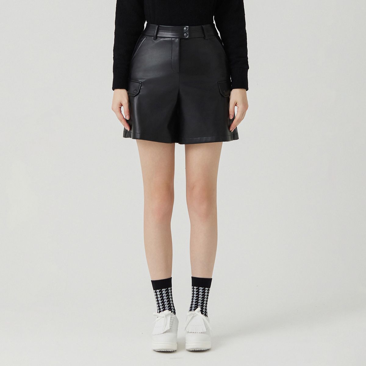 마틴골프(MARTINE GOLF) Leather Short Pants_BLACK