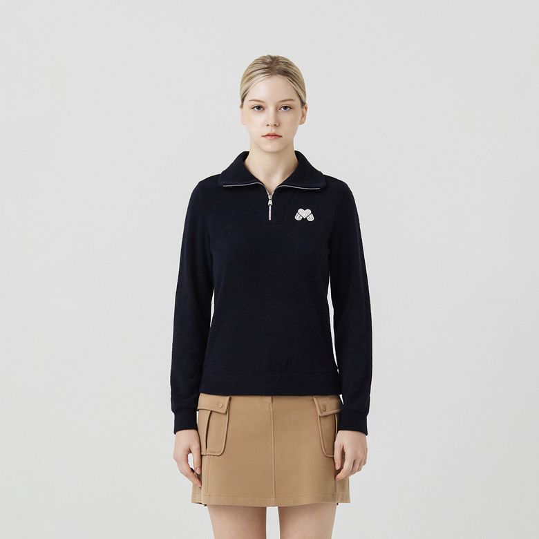 Fluffy Half Zip up T shirts_NAVY