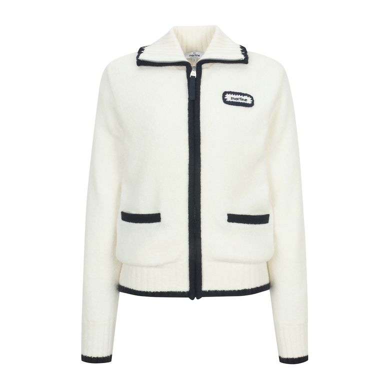 Fluffy Zip up Cardigan_OFF-WHITE