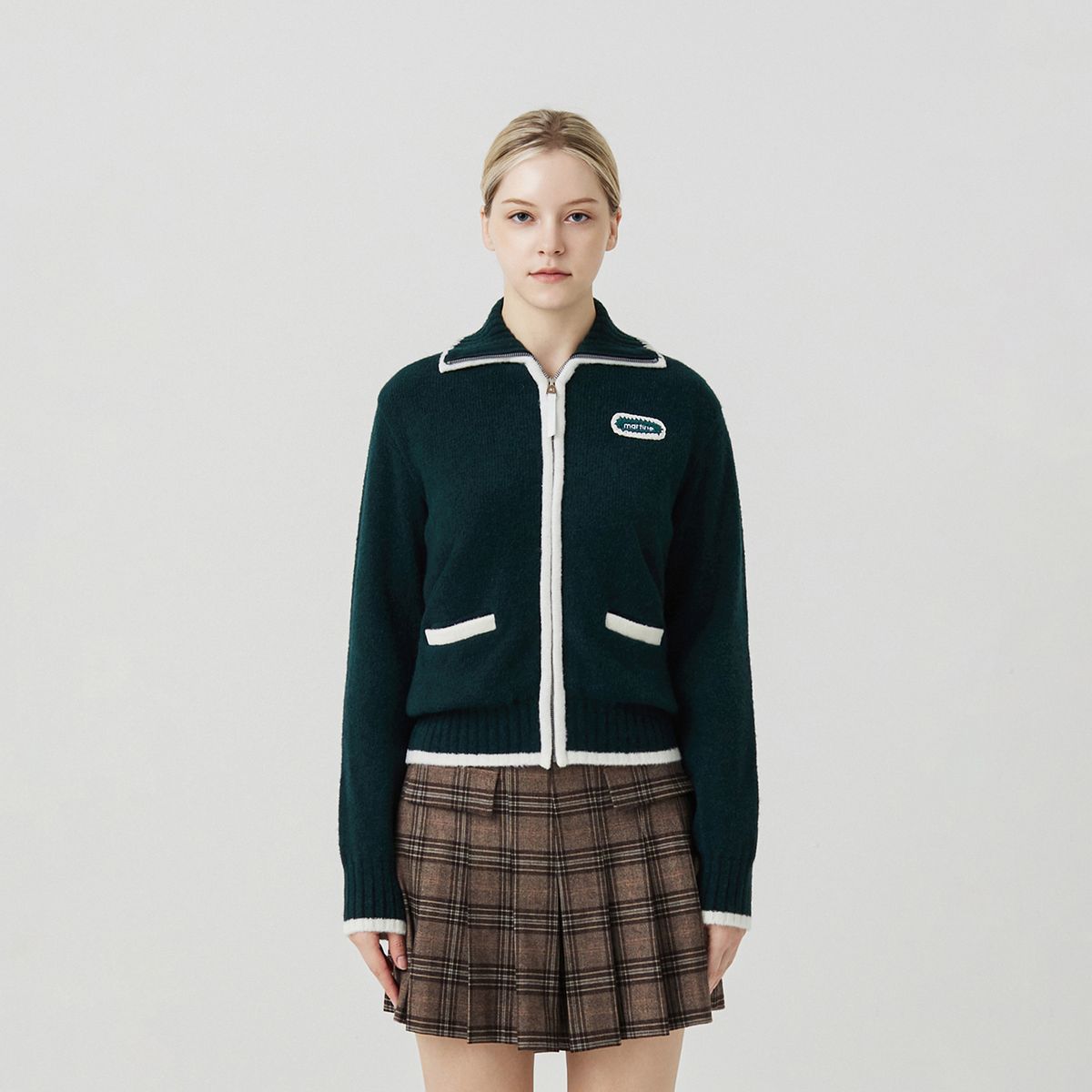 마틴골프(MARTINE GOLF) Fluffy Zip up Cardigan_D/GREEN