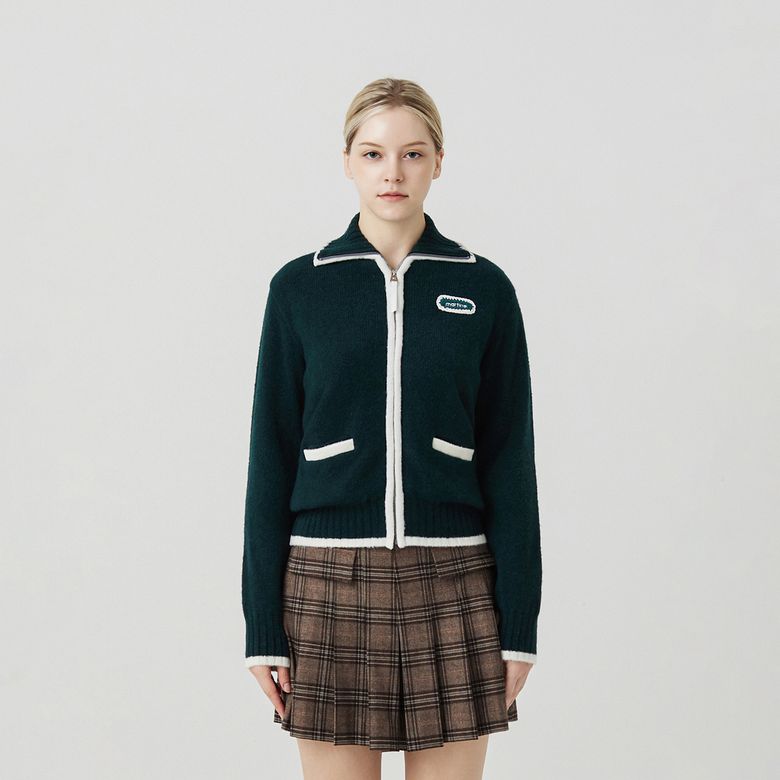 Fluffy Zip up Cardigan_D/GREEN