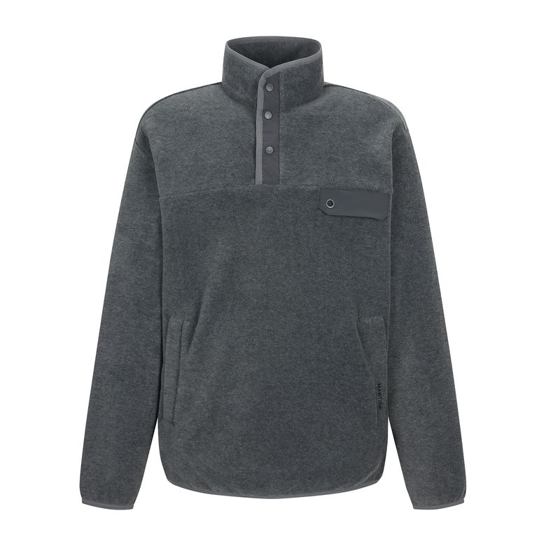 Fleece Button High neck T shirts_GRAY (Men)