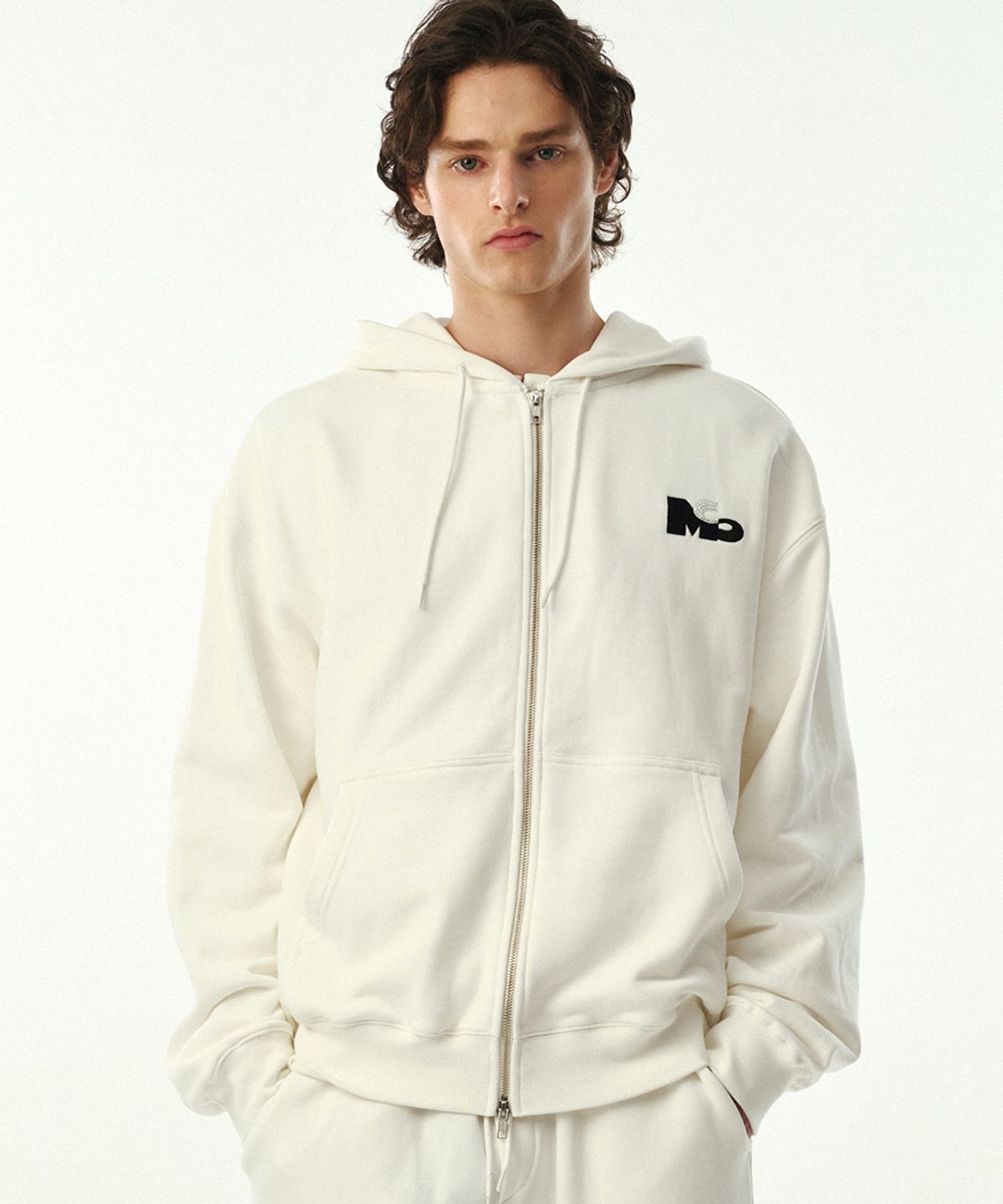 문선 아카이브(MOONSUN ARCHIVE) 02 M.C UNISEX, Logo Hood Zip-up / White