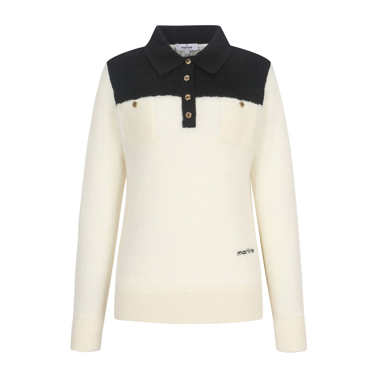 마틴골프(MARTINE GOLF) Hound Tooth Polo Neck Knit_OFF-WHITE