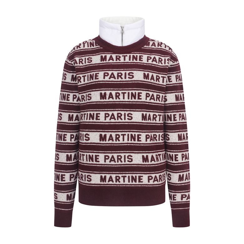 Logo Jacquard Padding Sweater_WINE