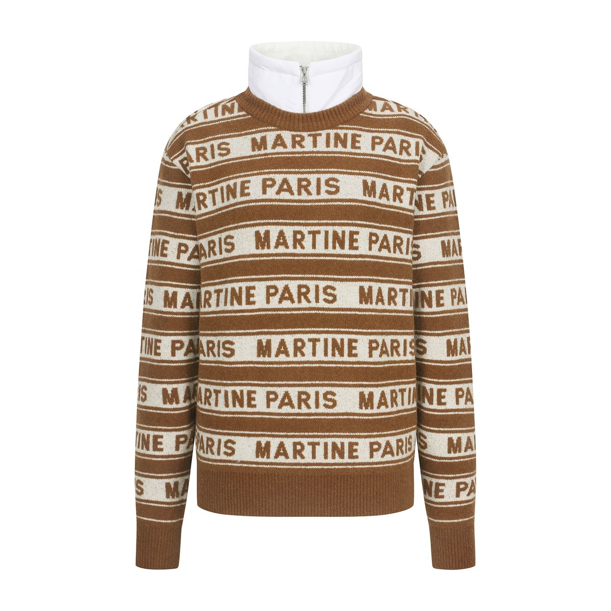 마틴골프(MARTINE GOLF) Logo Jacquard Padding Sweater_BROWN