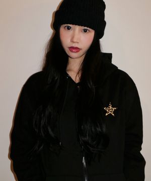 [기모선택] LEOPARD STAR 후드집업 [블랙]