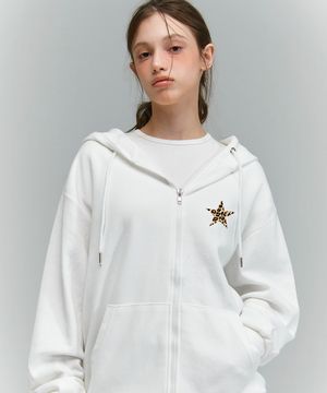 [기모선택] LEOPARD STAR 후드집업 [화이트]