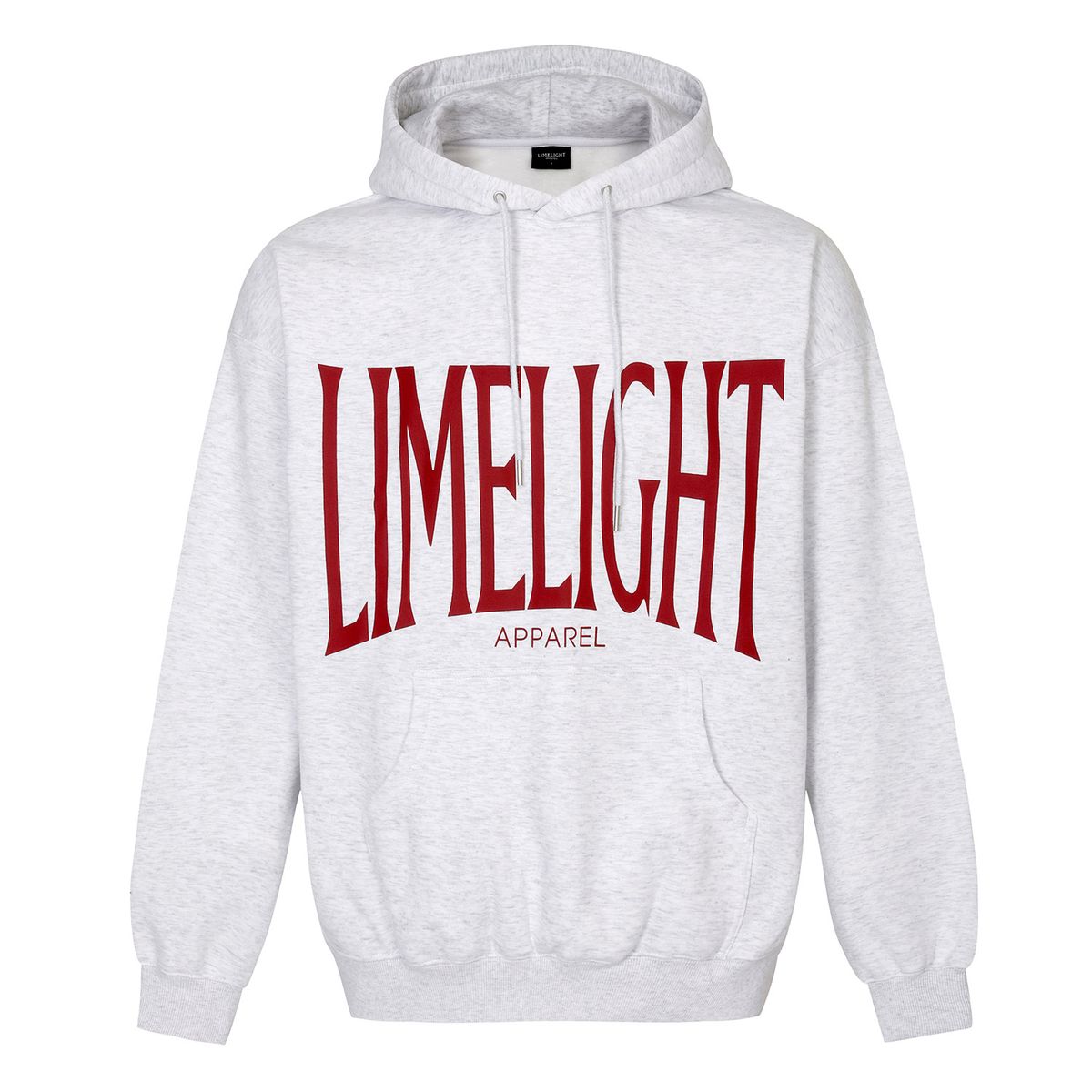 라임라잇 어패럴(LIMELIGHT APPAREL) 어패럴 빅 로고 후드 오버사이즈 (애쉬그레이/레드)