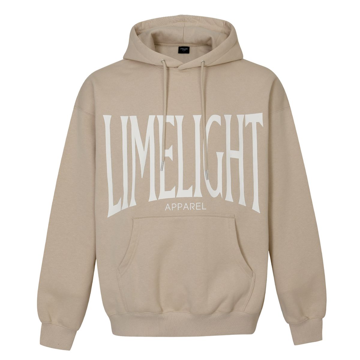 라임라잇 어패럴(LIMELIGHT APPAREL) 어패럴 빅 로고 후드 오버사이즈 (샌드/화이트)