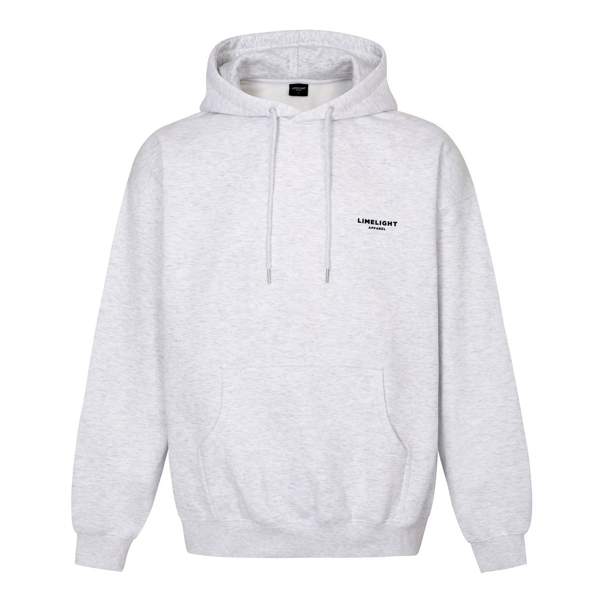 라임라잇 어패럴(LIMELIGHT APPAREL) 어패럴 심플 로고 후드 오버사이즈 (애쉬그레이/블랙)