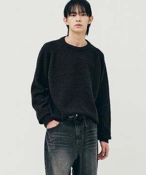 루즈핏 부클 니트 (블랙)