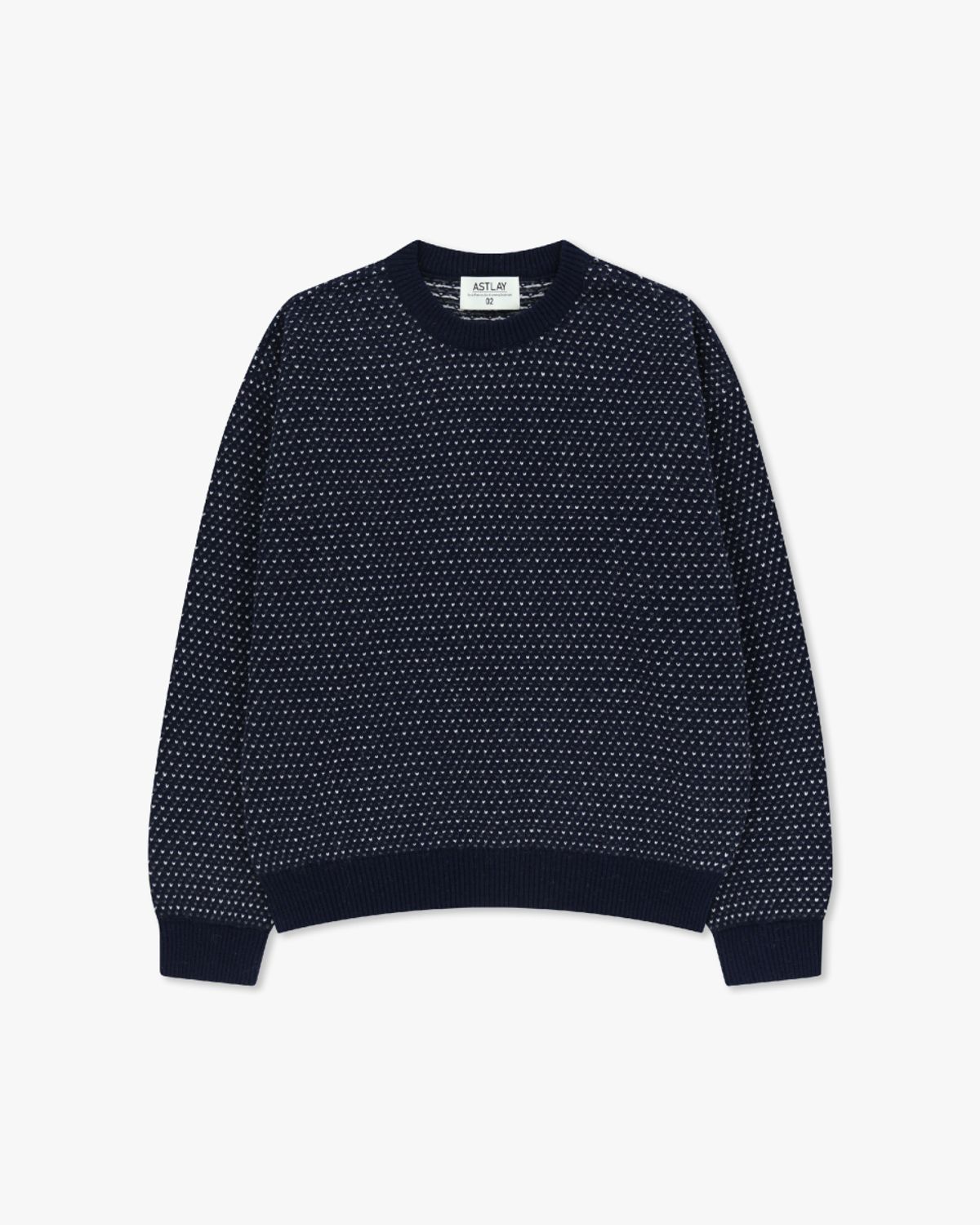 아스트레이(ASTLAY) Loveless Round Neck knit (Navy/M.Gray/Oat Gray)