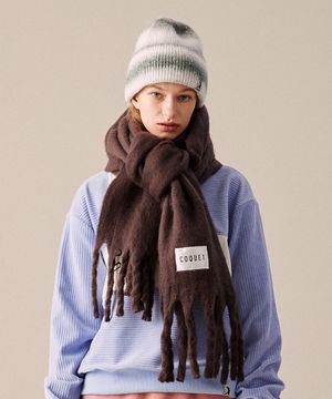 HAIRY SOLID LONG MUFFLER BROWN