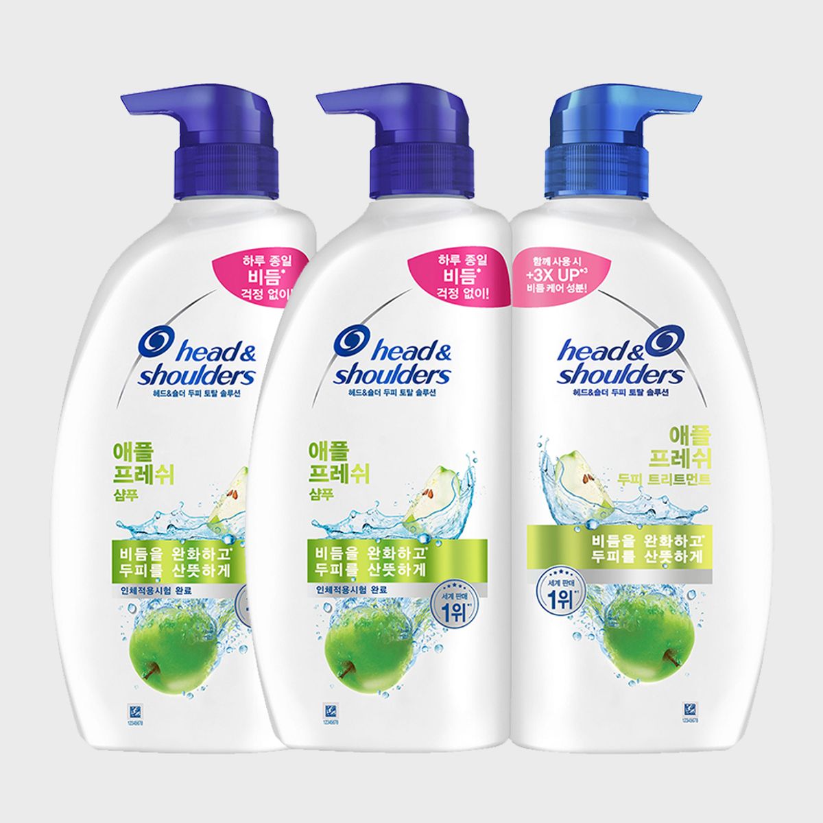 헤드앤숄더(HEAD&SHOULDER) 애플프래쉬 샴푸 850ml 2개 + 트리트먼트 850ml 1개