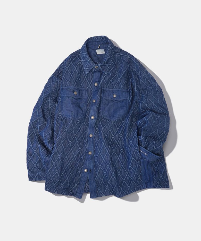 Vintage Washed diamant en denim Oversized Shirt S159