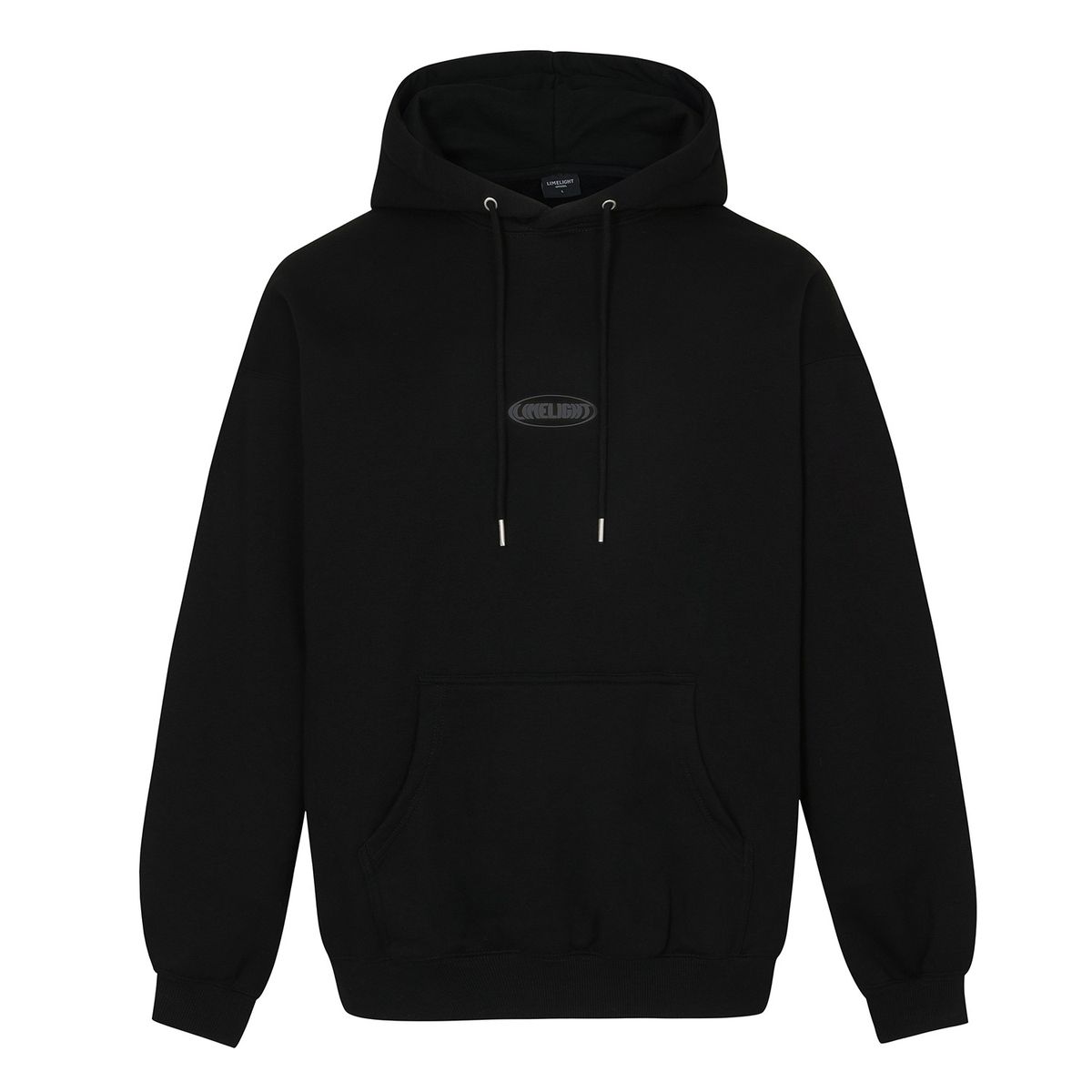 라임라잇 어패럴(LIMELIGHT APPAREL) 어패럴 오발 로고 후드 오버사이즈 (블랙/그레이)