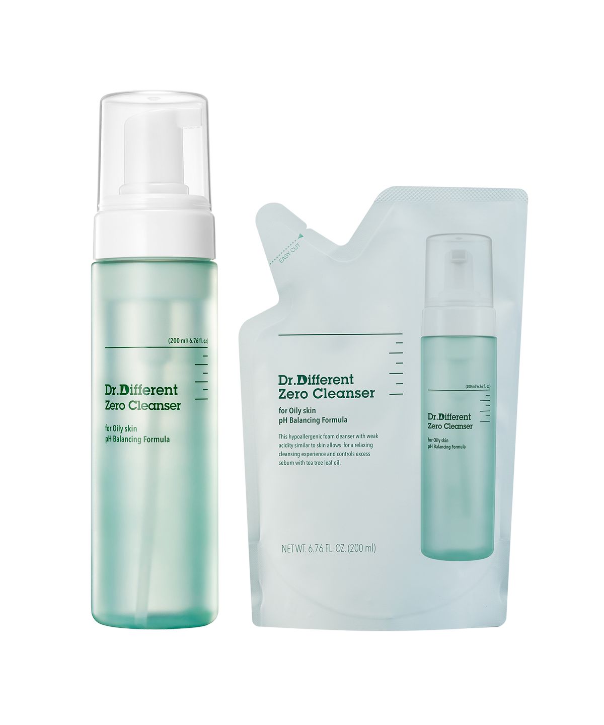 닥터디퍼런트(DR.DIFFERENT) [클렌저 리필세트] 제로 클렌저(지성) 200ml 본품 + 리필 200ml