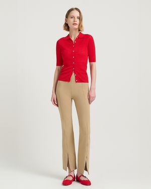 하이웨이스트 플레어 지퍼 팬츠(FMPT1014F)_샌드헤이즈