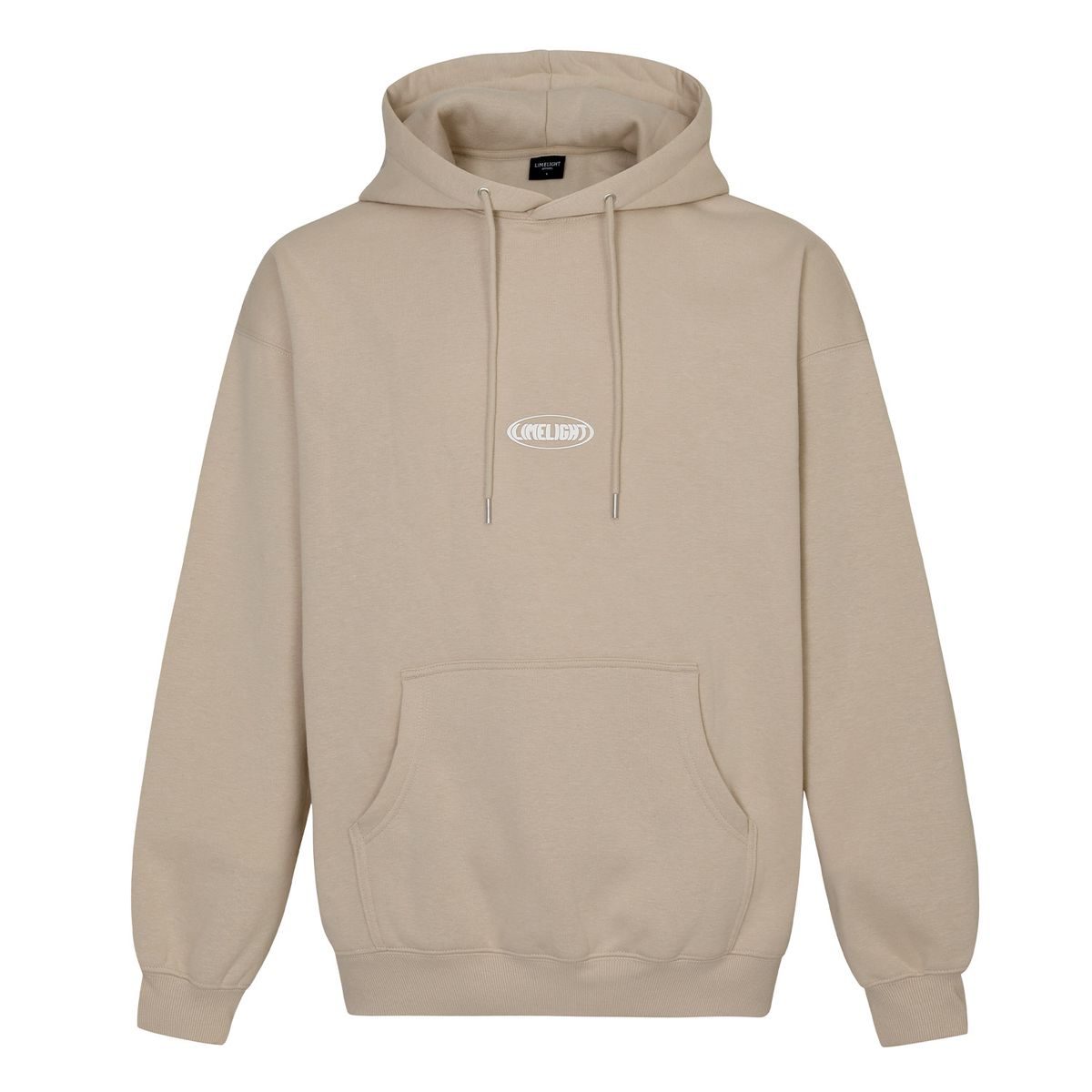라임라잇 어패럴(LIMELIGHT APPAREL) 어패럴 오발 로고 후드 오버사이즈 (샌드/화이트)