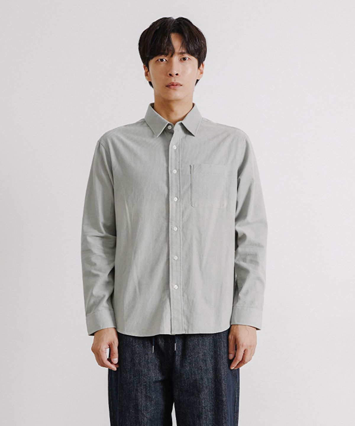 애드호크(ADHOC) 남성 코듀로이 원포켓 베이직 셔츠 (LT-KHAKI) (HAALS10)